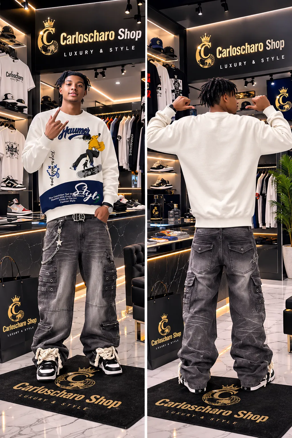 Pull-over blanc streetwear fashion
